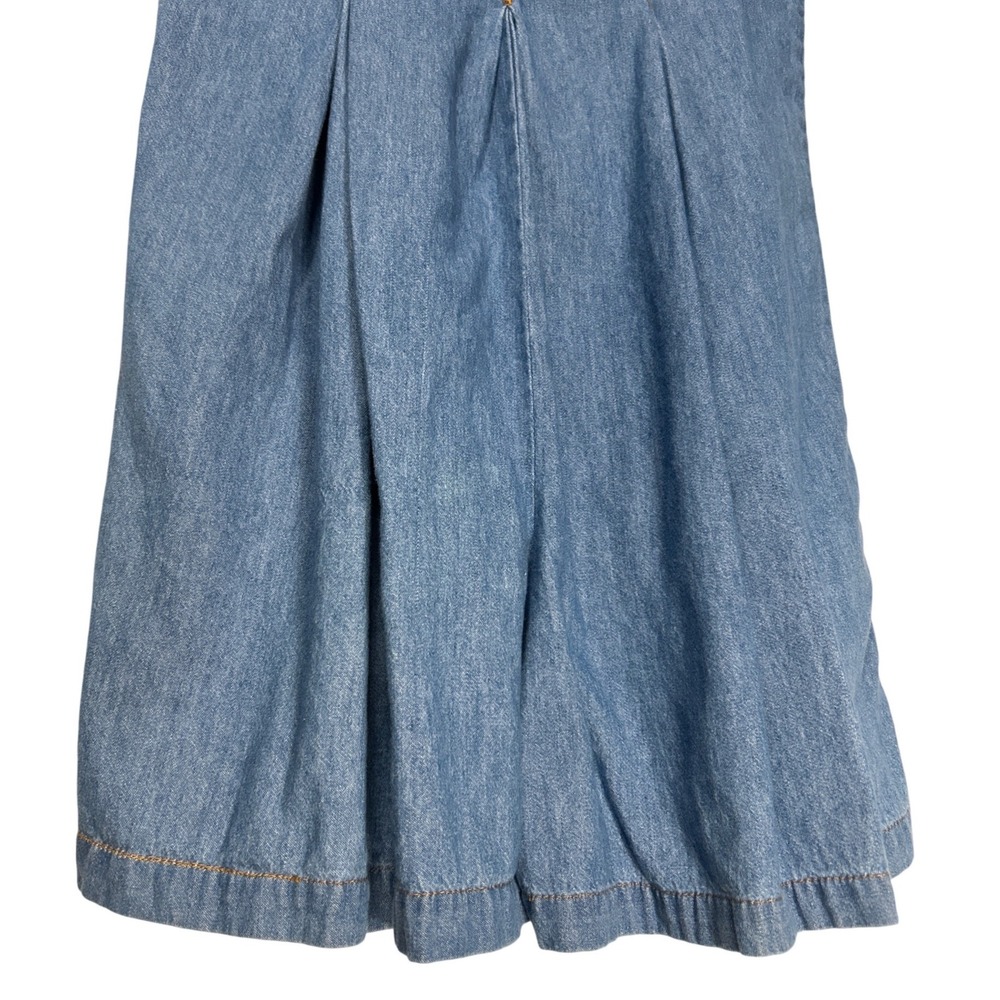 VTG Tower Hill Denim Short Sleeve Scoop Neck Pleated One Piece Romper Size 10 - Picture 6 of 11